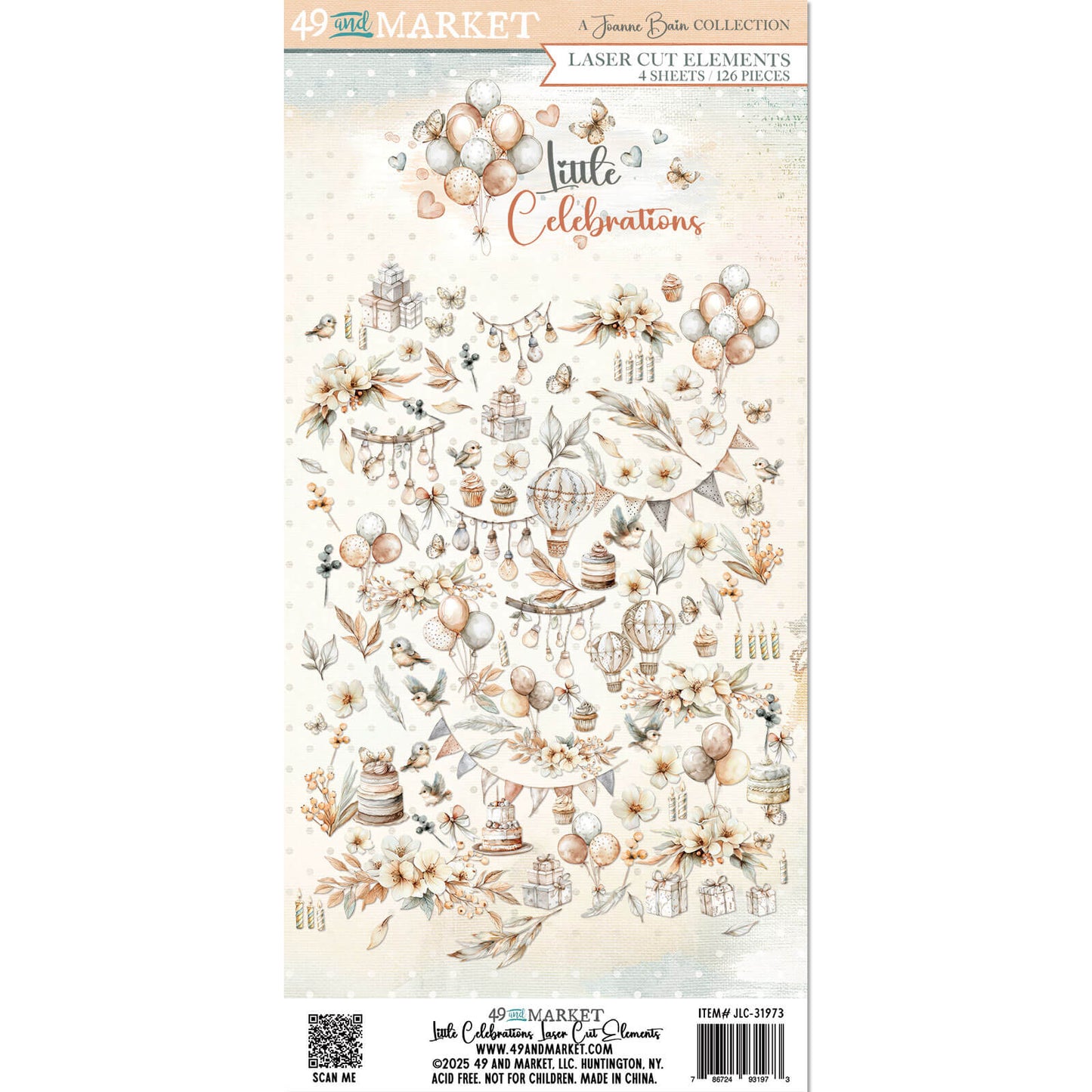 49 and Market - Little Celebrations - Laser Cut elements - 106 pieces