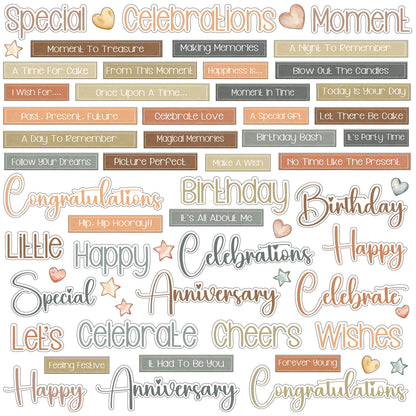 49 and Market - Little Celebrations - Chipboard Words 61 pieces