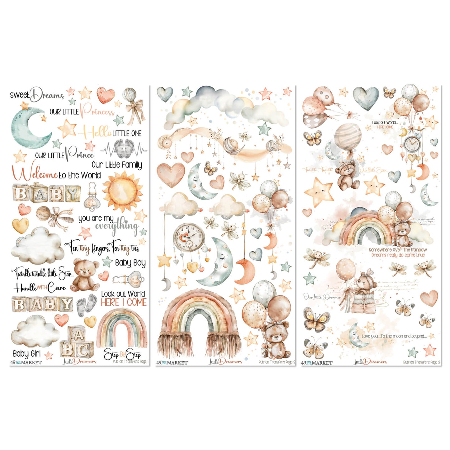 49 and Market - Little Dreamers - Rub On Transfers