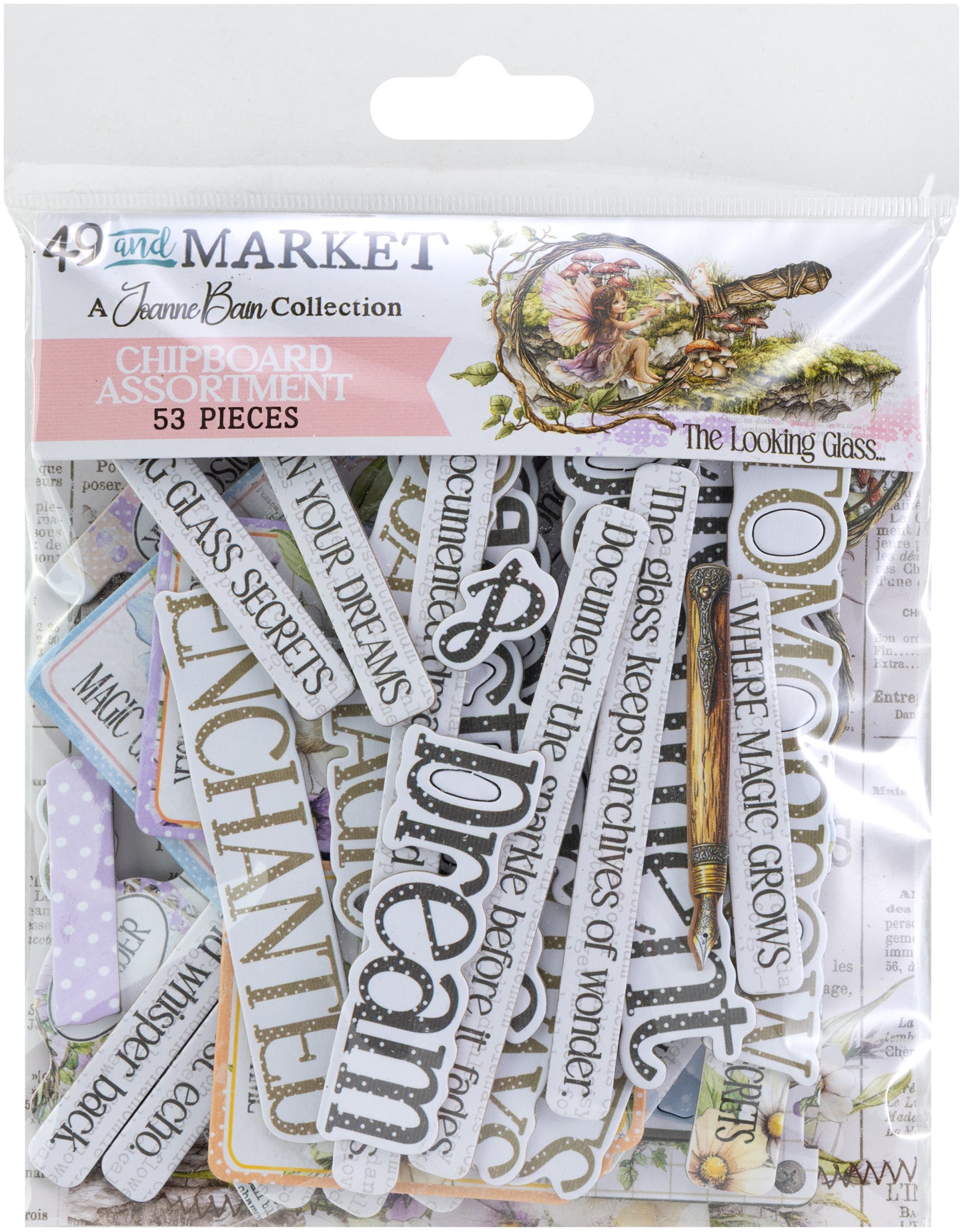 49 and Market - Chipboard Assortment 53 Pieces - The Looking Glass