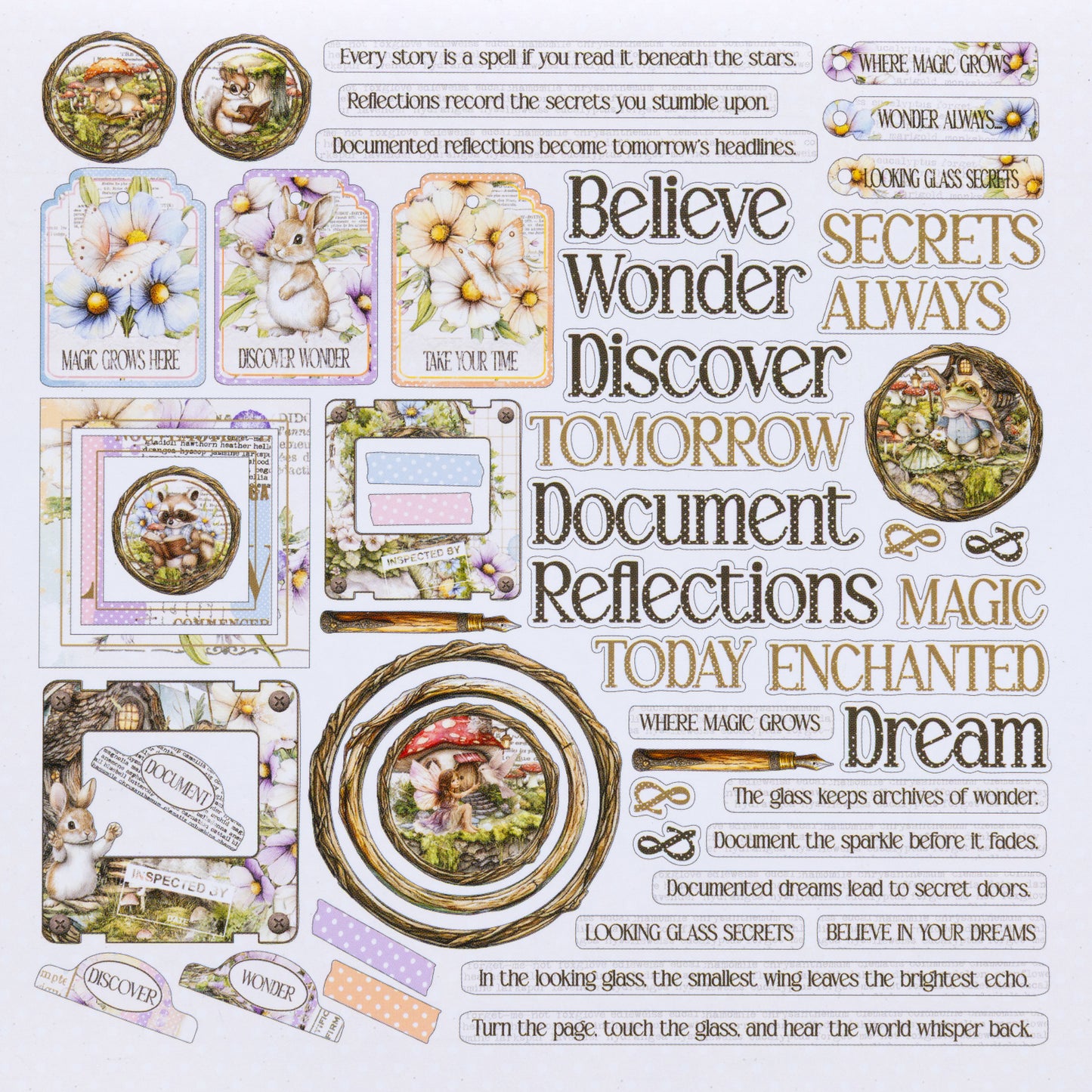 49 and Market - Chipboard Assortment 53 Pieces - The Looking Glass