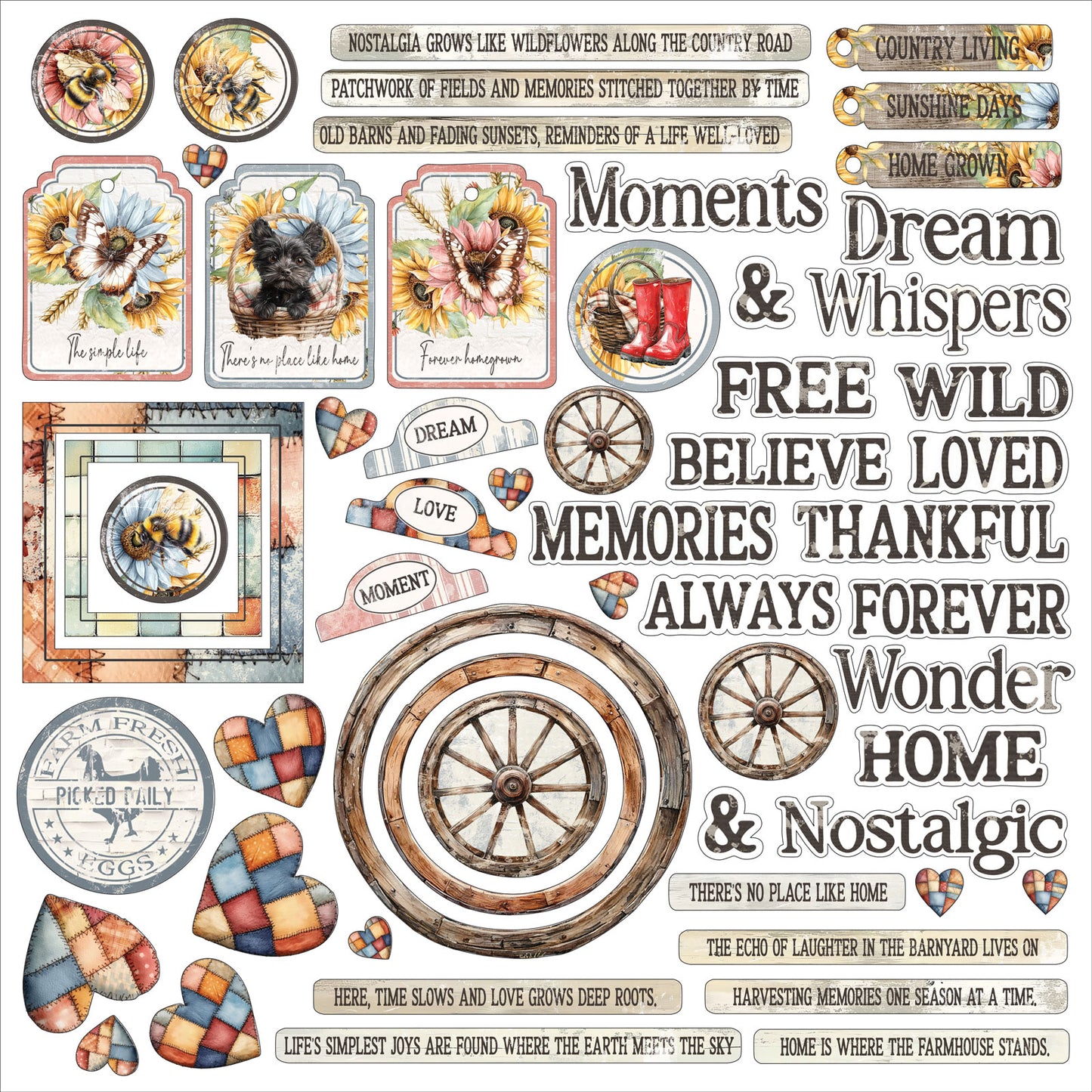 49 and Market - Chipboard Assortment - Whispering Way - 58 pieces