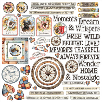 49 and Market - Chipboard Assortment - Whispering Way - 58 pieces