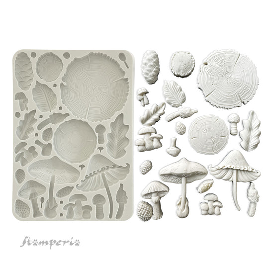 Stamperia  - Silicon mold A5 - Golden Harmony - wood and mushrooms