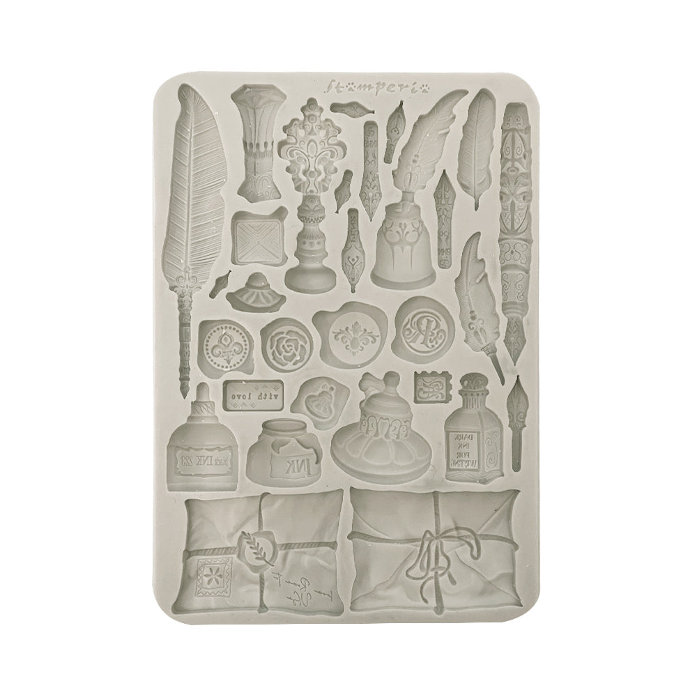 Stamperia  - Silicon mold A5 - Flowers and Poems calligraphy