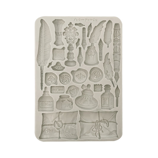 Stamperia  - Silicon mold A5 - Flowers and Poems calligraphy