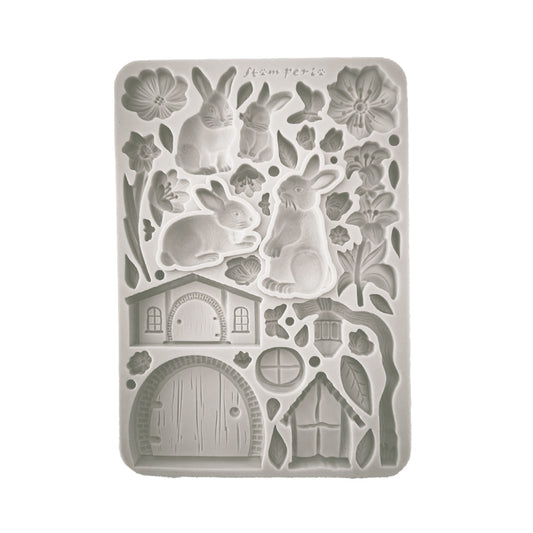 Pre Order Stamperia  - Silicon mold A5 - Rabbit and flowers