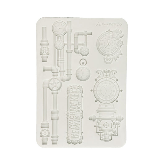 Stamperia  - Silicon mold A5 - Garden of Time - clocks and tubes