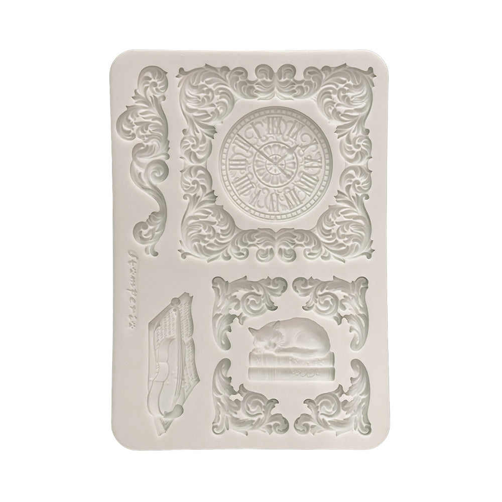 Stamperia  - Silicon mold A5 - Symphony clock and cat