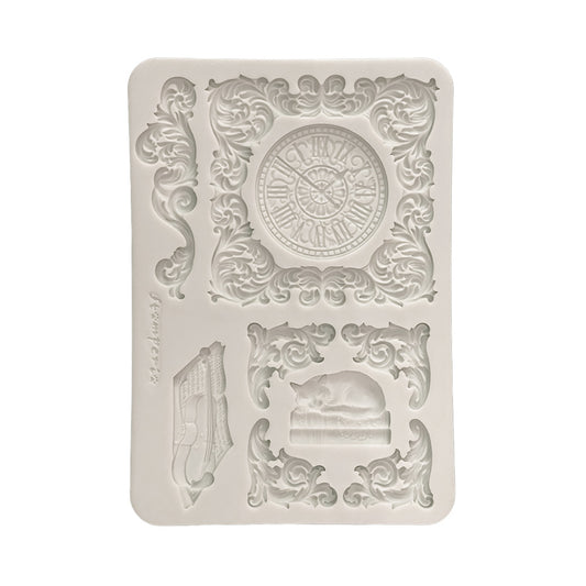 Stamperia  - Silicon mold A5 - Symphony clock and cat