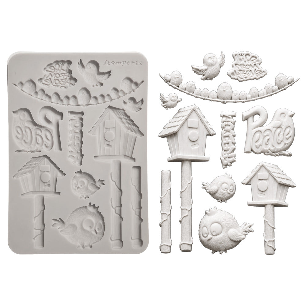 Stamperia  - Silicon mold A5 - Furry Friends - 2 Birds
