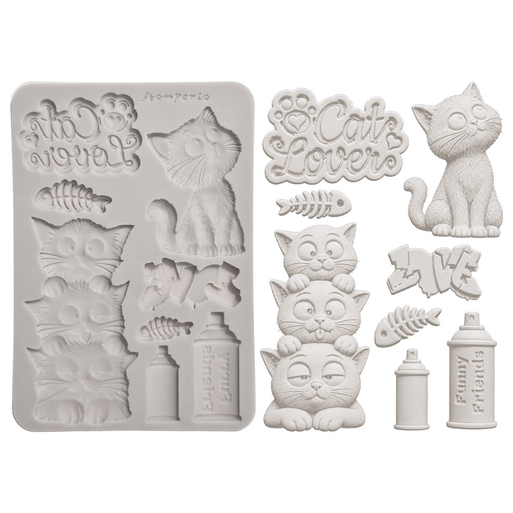 Stamperia  - Silicon mold A5 - Furry Friends - 2 cats