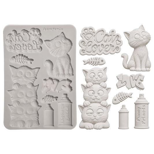 Stamperia  - Silicon mold A5 - Furry Friends - 2 cats