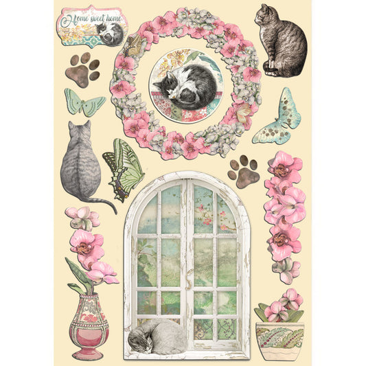 Stamperia - A5 - Wooden Shapes - Orchids and Cats*