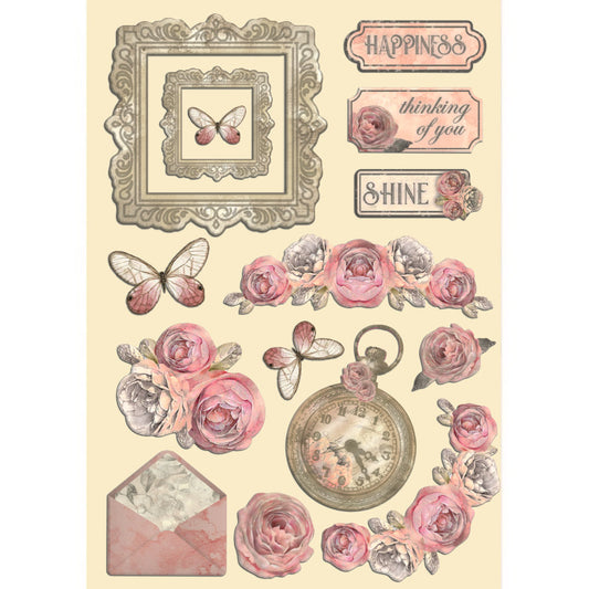 Pre Order - Stamperia - A5 - Wooden Shapes - Shabby Rose