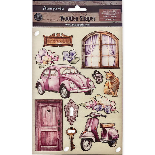 Stamperia - A5 - Wooden Shapes - Lavender**