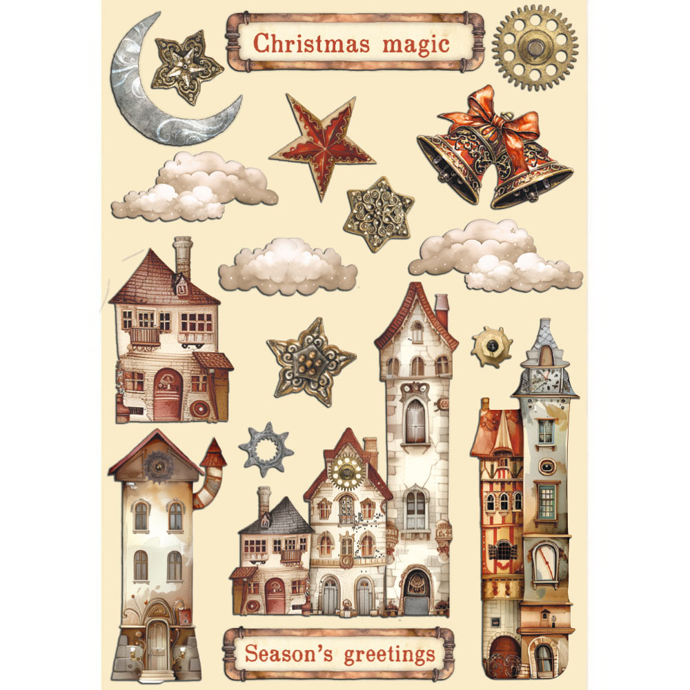 Stamperia - A5 - Wooden Shapes - Gear up for Christmas cozy houses**