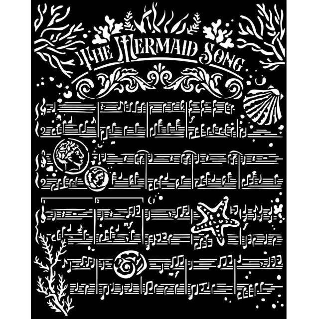 Stamperia - Mix Media Stencil - 20 X 25   Songs of the Sea - the mermaid song