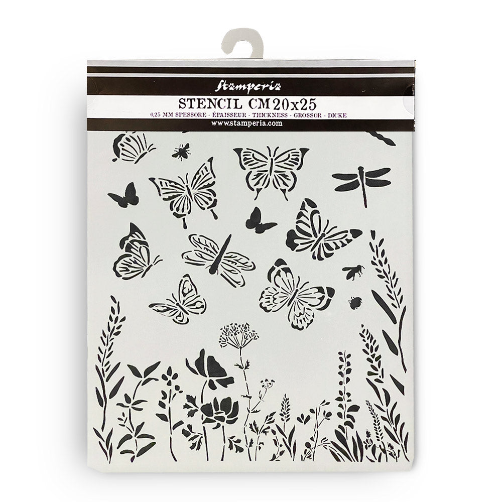 Stamperia - Mix Media Stencil - 20 X 25  Lavender butterflies