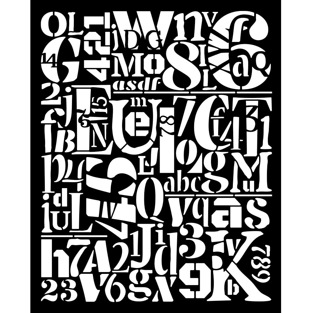 Stamperia - Mix Media Stencil - 20 X 25 Furry Friends numbers and letters pattern