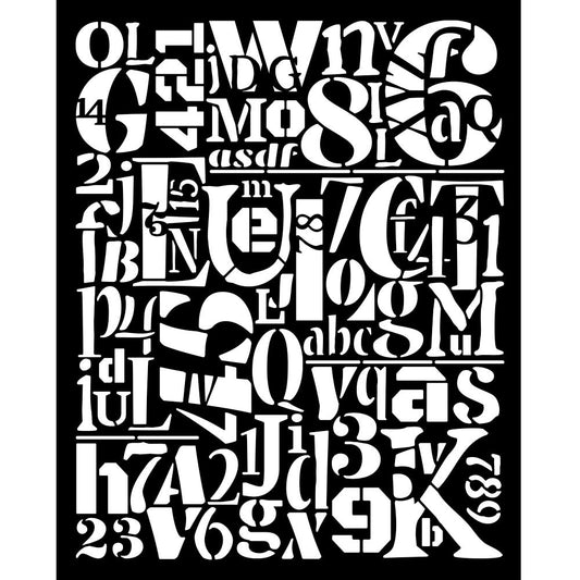 Stamperia - Mix Media Stencil - 20 X 25 Furry Friends numbers and letters pattern