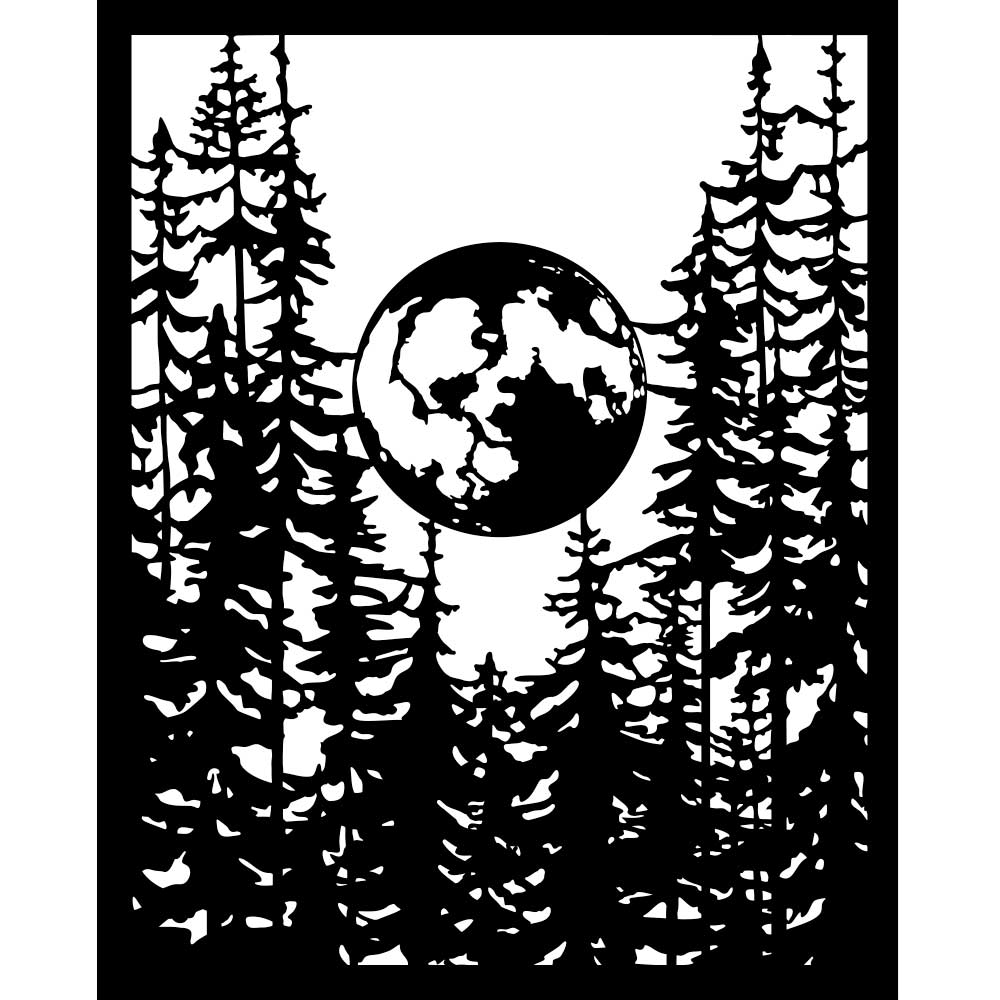 Stamperia - Mix Media Stencil - 20 X 25 Herbarium Silvae - Moon in the forest