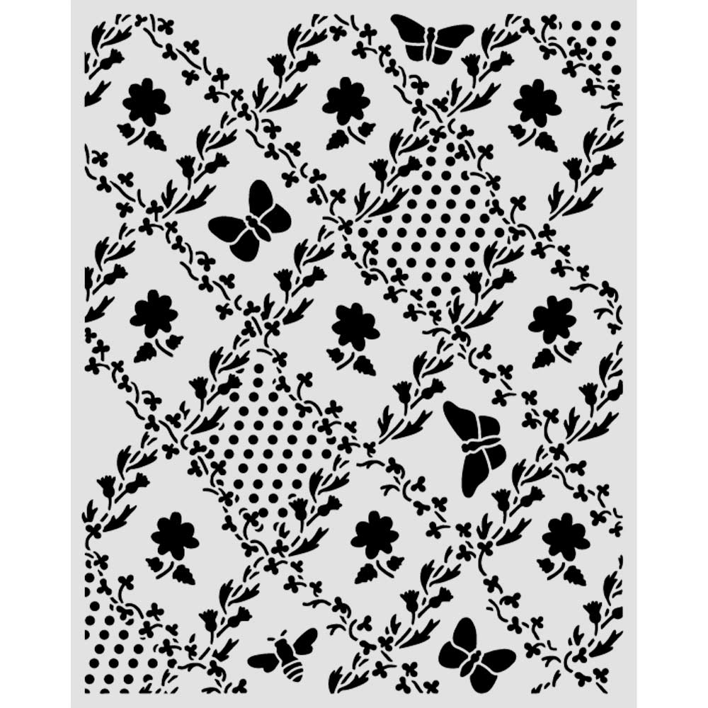 Stamperia - Mix Media Stencil - 20 X 25 Daisy art - texture butterfly and daisy