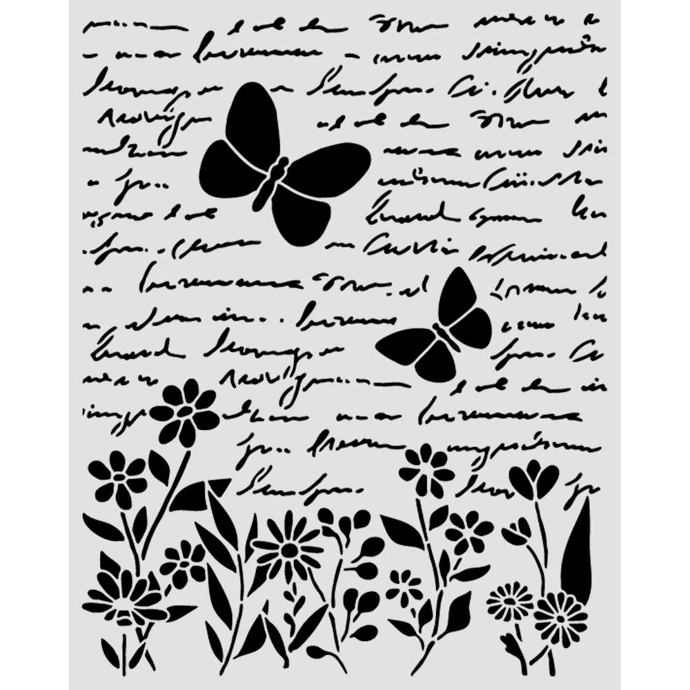 Stamperia - Mix Media Stencil - 20 X 25 Daisy art - Letter and Butterfly