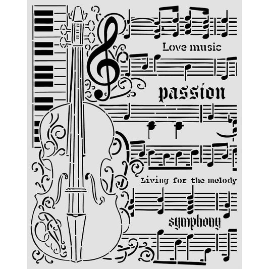 Stamperia - Mix Media Stencil - 20 X 25 Symphony violin