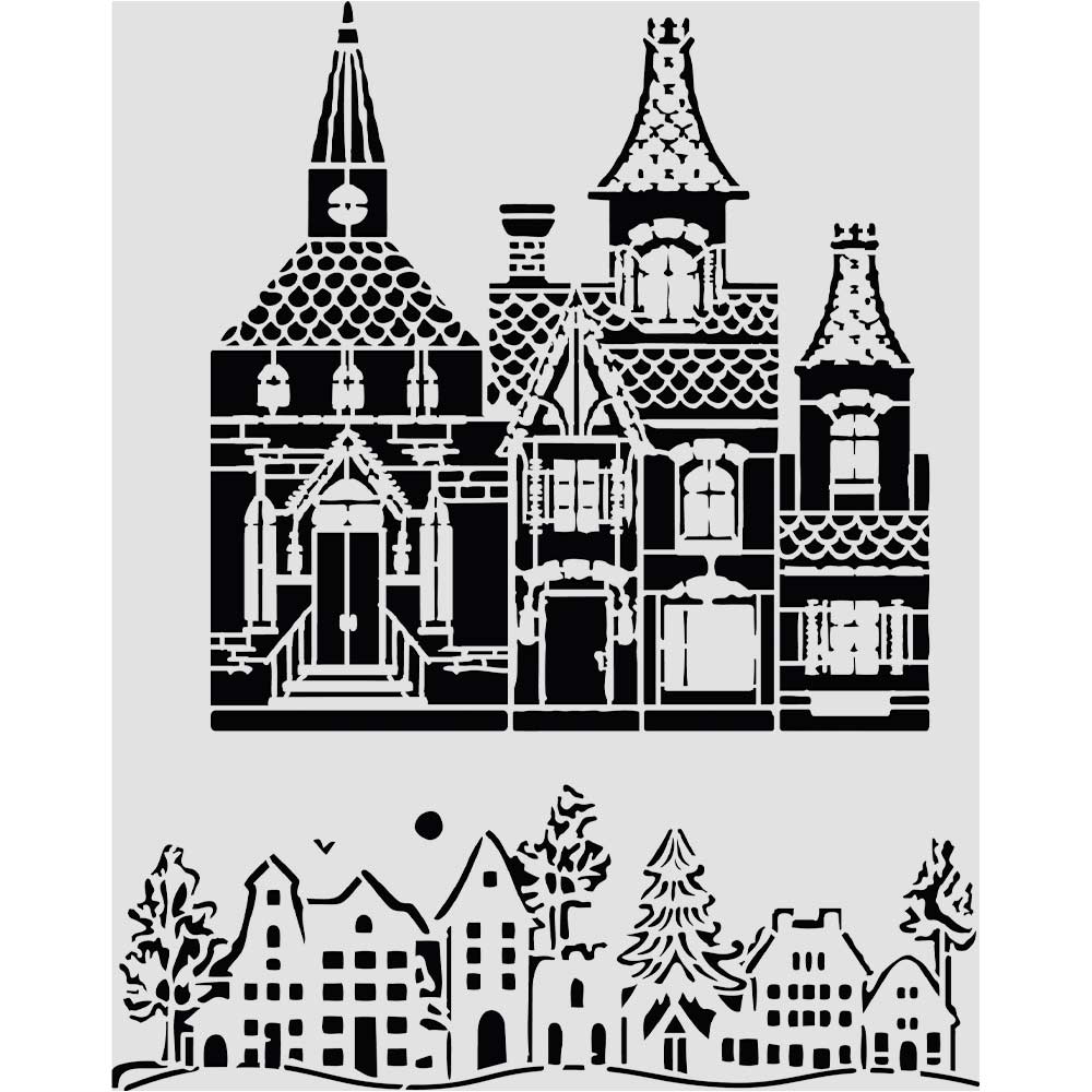 Stamperia - Mix Media Stencil - 20 X 25 Christmas House