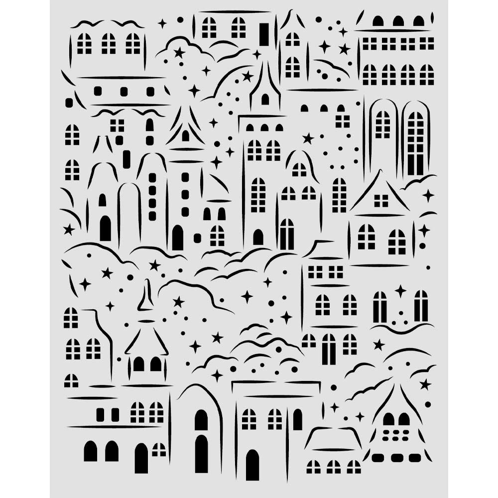 Stamperia - Mix Media Stencil - 20 X 25 Christmas Village