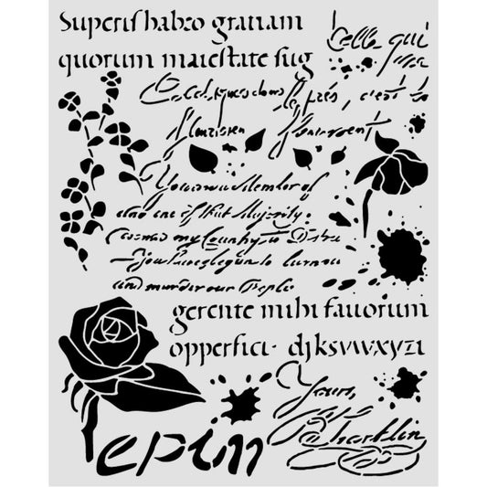 Stamperia - Mix Media Stencil - 20 X 25 Flowers and Poems latin inspirations