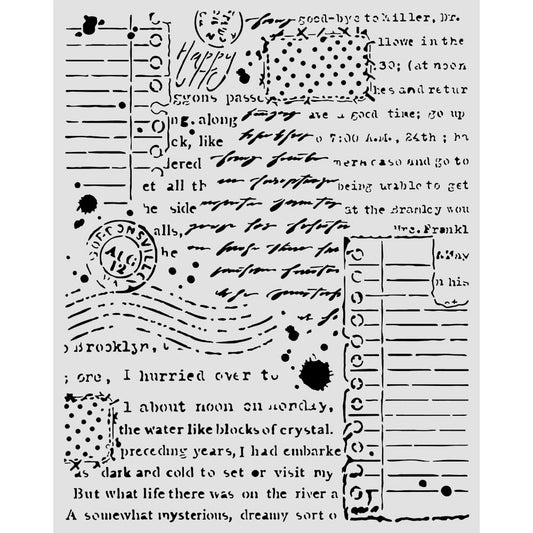 Stamperia - Mix Media Stencil - 20 X 25 Cozy Family letters