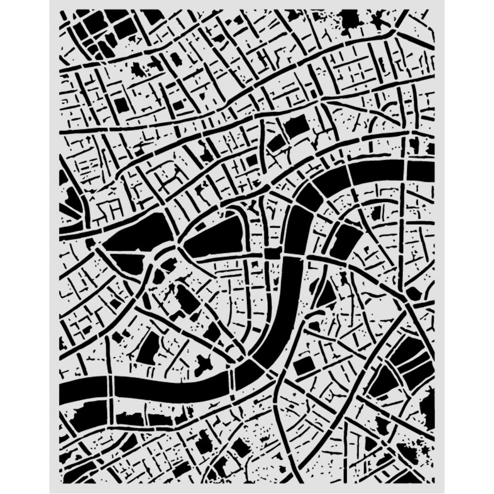 Stamperia - Mix Media Stencil - 20 X 25 Our Way street map