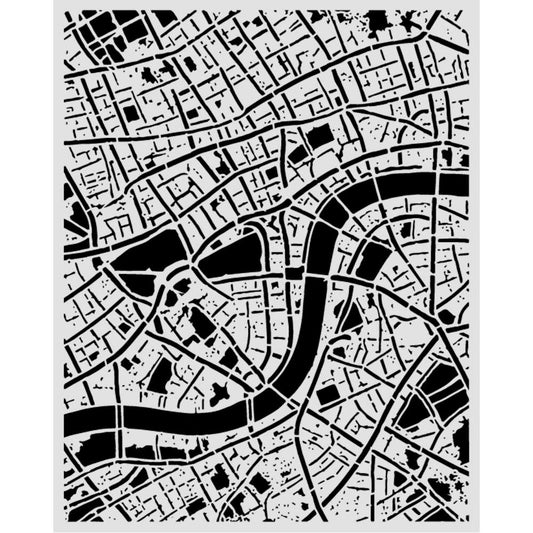 Stamperia - Mix Media Stencil - 20 X 25 Our Way street map