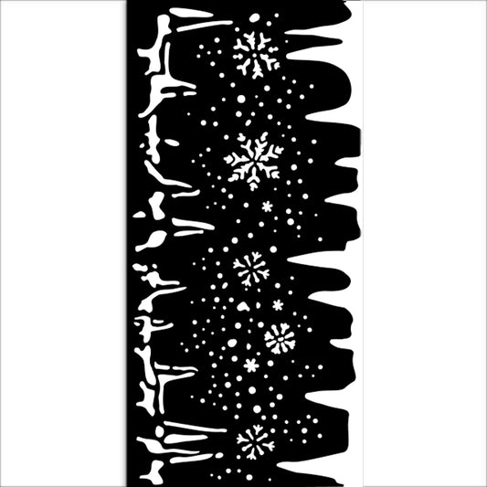 Pre Order - Stamperia- Thick Stencil 12 X 25cm- Create Happiness dewdrops snowflakes and ice