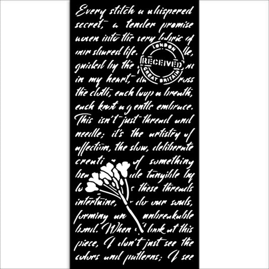 Stamperia- Thick Stencil 12 X 25cm- Quiet Days manuscript