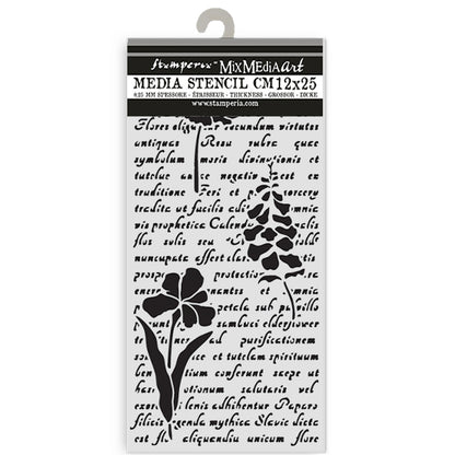 Stamperia- Thick Stencil 12 X 25cm- Herbarium Silvae - Letter with flowers