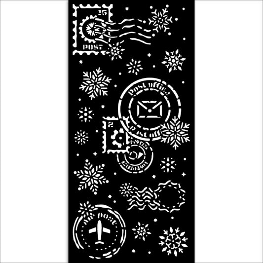 Stamperia- Thick Stencil 12 X 25cm- Gear up for Christmas Snowflakes