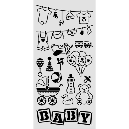 Stamperia- Thick Stencil 12 X 25cm- Baby Elements