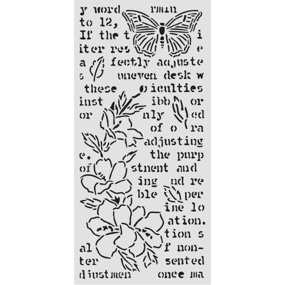 Stamperia- Thick Stencil 12 X 25cm-  Secret Diary Butterfly and flower