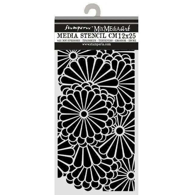 Stamperia- Thick Stencil 12 X 25cm- Oriental Garden Flower patterns