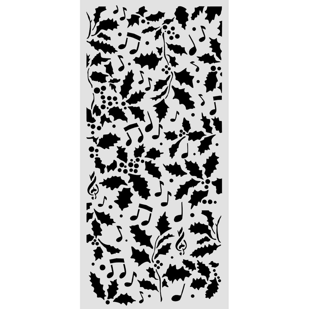 Stamperia- Thick Stencil 12 X 25cm- Christmas Holly and Leaves
