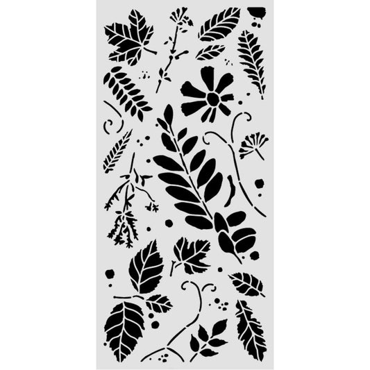 Stamperia- Thick Stencil 12 X 25cm- Flowers and Poems mixed leaves