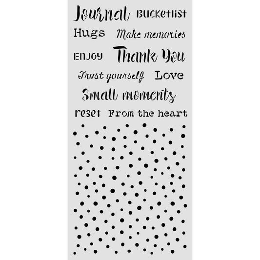 Stamperia- Thick Stencil 12 X 25cm- Cozy Family writings and dots