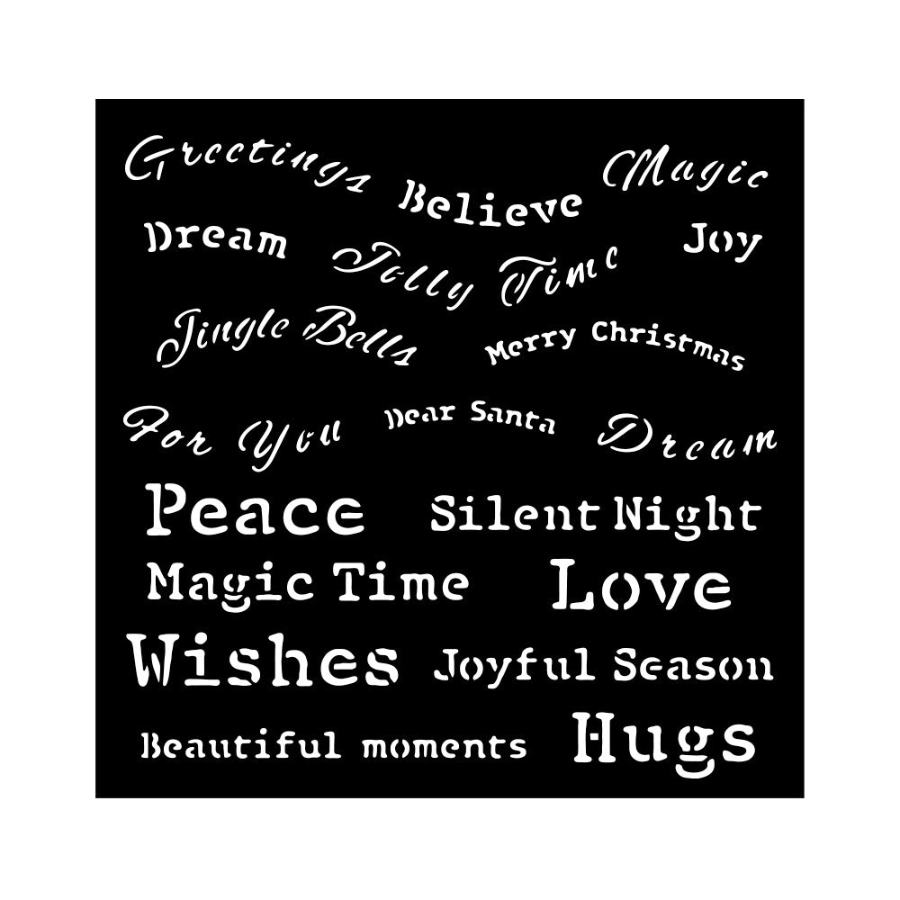 Stamperia - Mix Media Stencil - 18 X 18 - Classic Christmas quotes