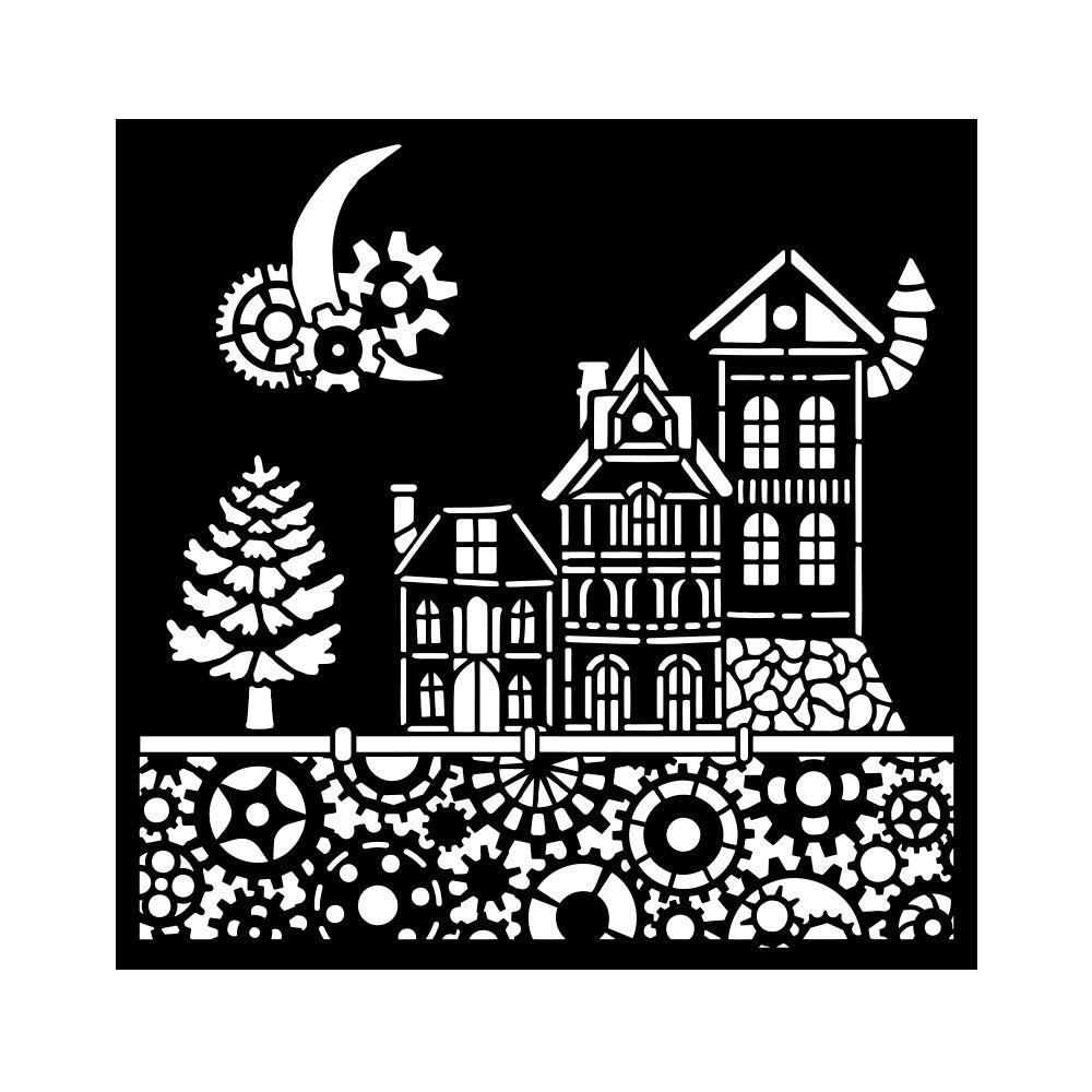Stamperia - Mix Media Stencil - 18 X 18 - Gear up for Christmas houses