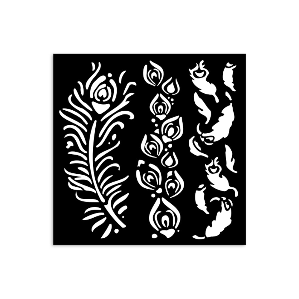 Stamperia- Thick Stencil 12 X 12cm- Masquerade feathers