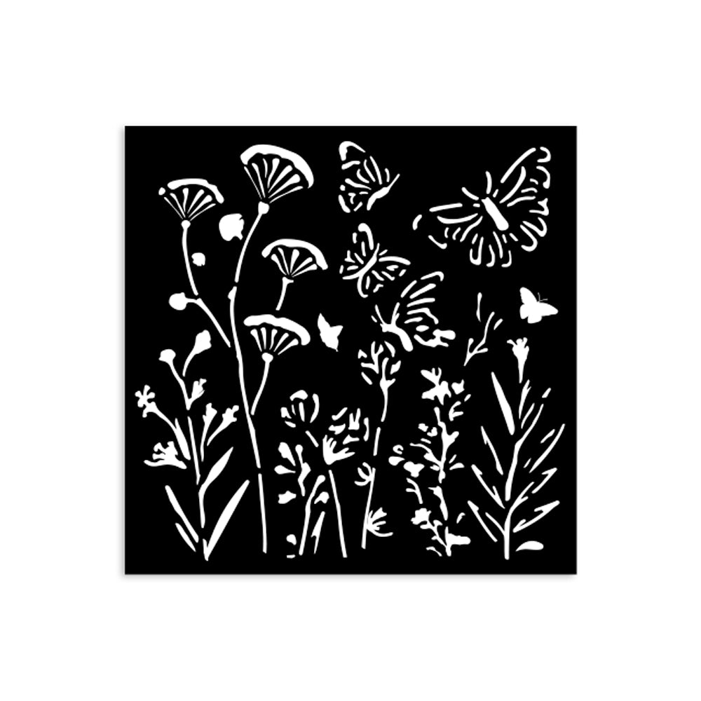 Pre Order Stamperia- Thick Stencil 12 X 12cm- Poppies and butterfly