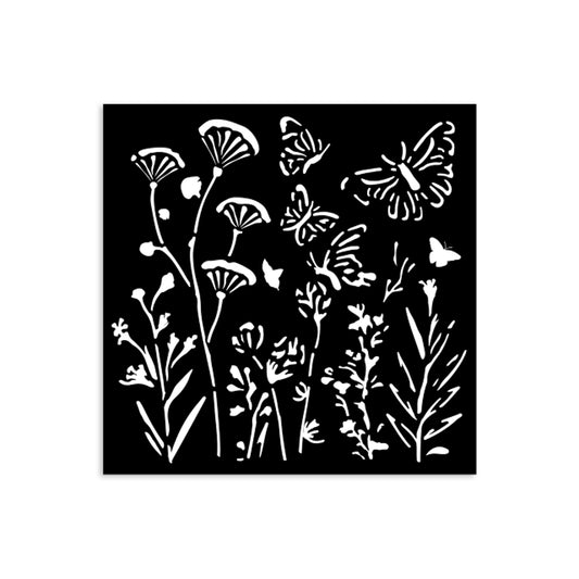 Pre Order Stamperia- Thick Stencil 12 X 12cm- Poppies and butterfly